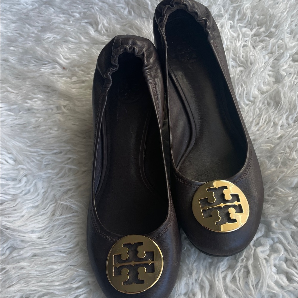 Tory Burch Dark Brown small hell with Gold Logo